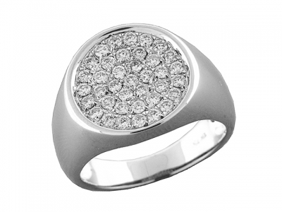 1.1 ct Diamond Ring Men's Round Cut Pave Set 18k Gold