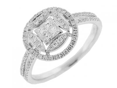 .54ct Princess Cut & Round Diamond 18k Gold Ring