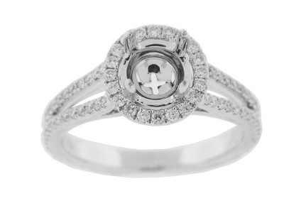 .55 ct Pave Diamond 18k Gold Semi Mount Engagement Ring
