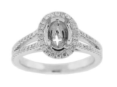 .58ct Diamond 18k Gold Oval Semi Mount Engagement Ring