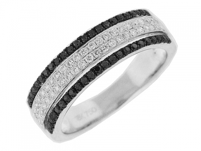 0.57ct 4 Row Black & White Diamonds 18k Gold Ring