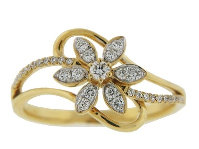 .25 ct Diamond 18k Yellow Gold Flower Ring