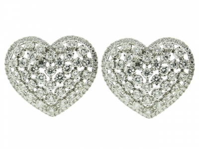 3.20ct Diamond & 18k White Gold Heart Shape Huggie Earring