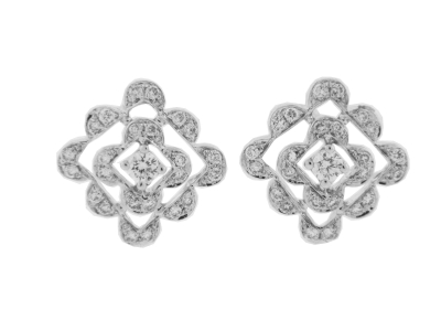 1/4ct Diamond 18k White Gold Square Stud Earrings