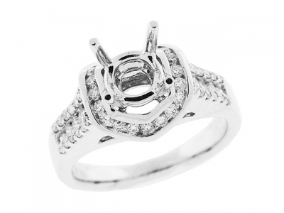 Channel Set Semi Mount Diamond Engagement 18k Gold Ring