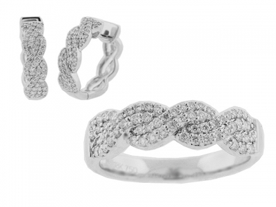 Anniversary Diamond Ring & Earrings Set 18k Gold