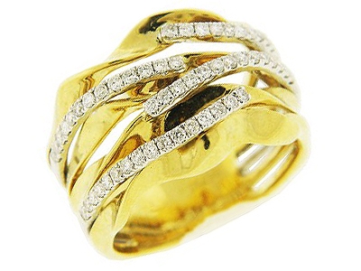.43 ct Multi Row Diamond 18k Two Tone Gold Ring