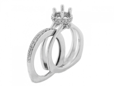 Diamond 18k White Gold Milgrain Bridal Sets Insert Rings