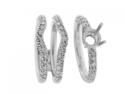 Diamond 18k White Gold Bridal Wedding Set Insert Rings