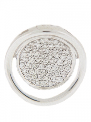18k White Gold Pave Diamond Circle Shape Pendant