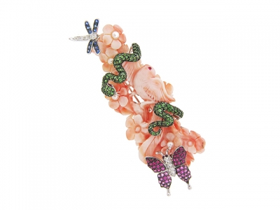 Multi-Gemstone & Diamond 18k Gold Spring Garden Brooch