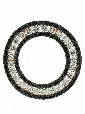 1.75ct Black & White Diamond Pink Gold Circle Shape Pendant