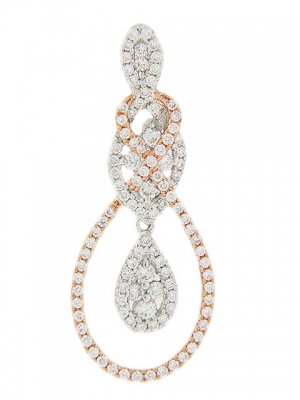 White & Pink Gold Diamond Pear Shape Dangle Pendant
