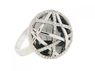 18k White Gold Pave Diamond Circle Shape Cocktail Ring