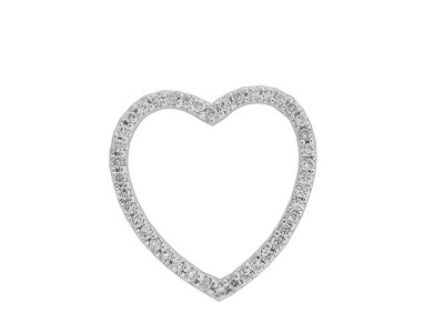 .61 ct Pave Diamond 18k White Gold Open Heart Pendant