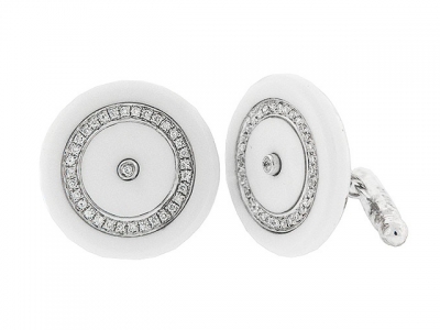 5.9 ct Round Diamond White Onyx 18k Gold Cufflinks