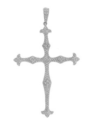 1.39 ct Round & Princess Cut Diamond 18k Gold Cross Pendant