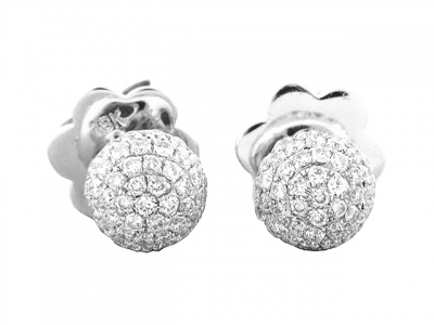 .34 ct Diamond Pave Round Stud Earrings 18k White Gold