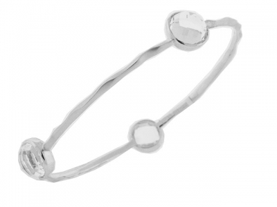 White Topaz 18k White Gold Stackable Bangle Bracelet
