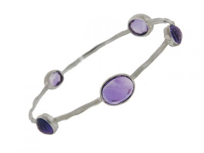 Amethyst 18k White Gold Stackable Bangle Bracelet