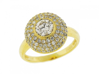 1.52 ct Diamond Large Center 18k Yellow Gold Engagement Ring