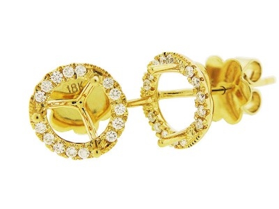 .27 ct Diamond Semi Mount 18k Yellow Gold Martini Set Stud Earrings
