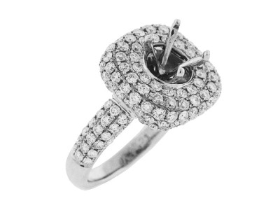 2.5 ct Diamond 18k Gold Semi Mount Cushion Engagement Ring