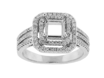 .55 ct Diamond 18k Gold Semi Mount Square Engagement Ring