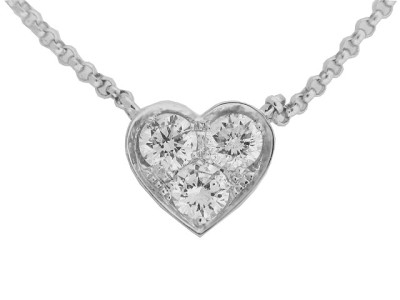 .36 ct Diamond 18k Gold Heart Pendant With 16" Chain