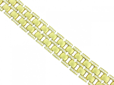 18k Yellow Solid Gold Unisex 4.67 ct Diamond Link Bracelet