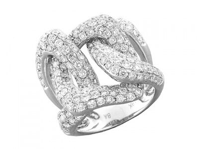4.22 ct Diamond Pave Interlock Design Ring 18k White Gold