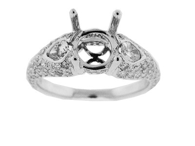 1.32 ct Pave Diamond 18k Gold Semi Mount Engagement Ring