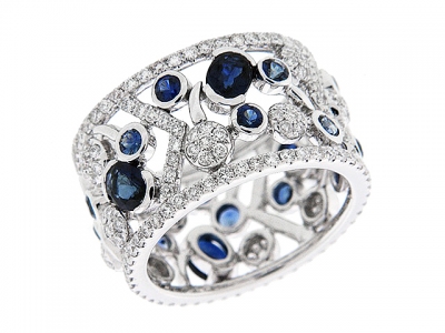 3.97 ct Bezel Set Diamond Sapphire 18k Gold Vintage Ring