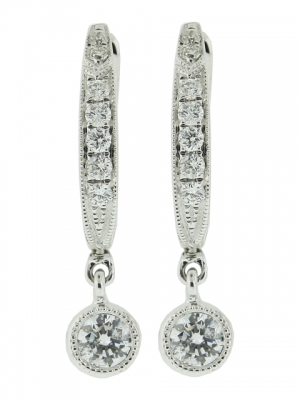 18k White Gold & 0.39ct Diamond Hoop & Dangle Earring