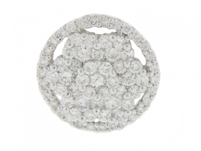 Diamond Circle Shape Flower 18k White Gold Pendant