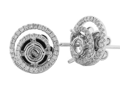.53 ct Diamond 18k Gold Jacket Semi Mount double Loop Stud Earrings