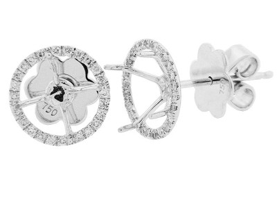 Diamond Semi Mount 18k White Gold Martini Set Stud Earrings