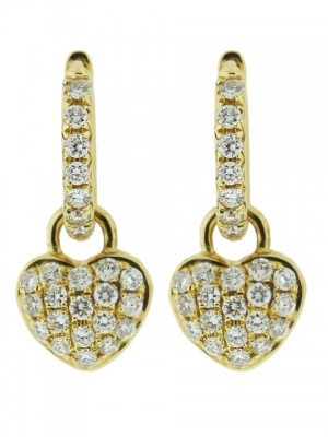 0.65ct Convertible Diamond Dangle Heart Shape & Gold Hoop Earring