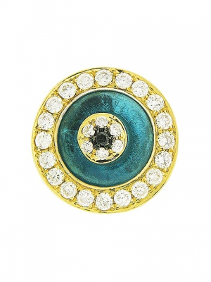 Round Diamond Kabbalah Evil Eye 18k Yellow Gold Pendant