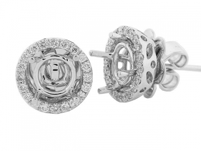 .41 ct Diamond 18k Jacket Semi Mount Round Stud Eearrings