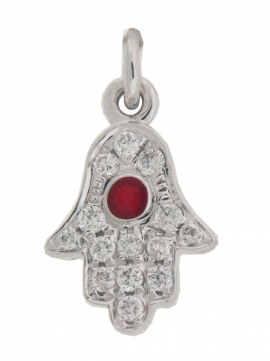 Pave Diamond 18k White Gold Hamsa Hand Charm