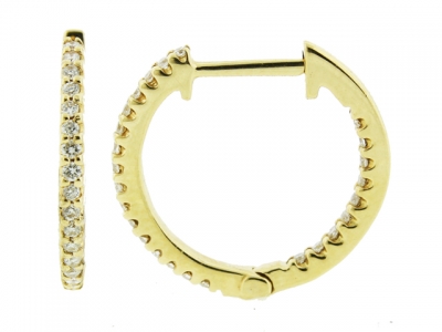 18k Yellow Gold & 0.17ct Diamond Mini Hoop Earrings