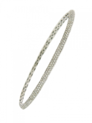 2.22ct Pave Diamond & 18k Solid White Gold Bangle Bracelet