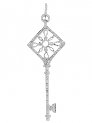 .65 ct Diamond 18k White Gold Square Key Pendant