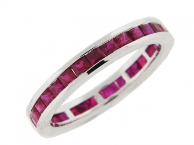 2.28ct Square Ruby 18k White Gold Eternity Ring