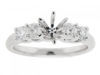 5 Stone Diamond 18k White Gold Engagement Ring