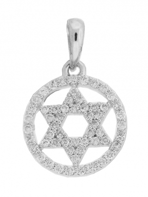 Diamond Circle Star of David 18k Gold Pendant