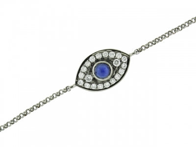 Diamond & Sapphire 18k Black Gold Evil Eye Bracelet