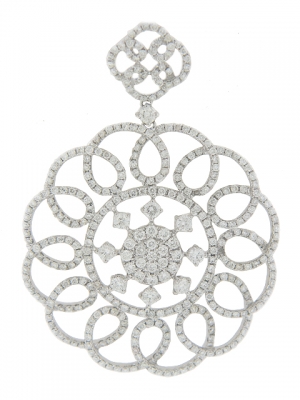 3.32ct Diamond Curvy Flower Shape Pendant