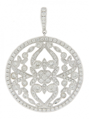 3.48ct Diamond 18k White Gold Circle Pendant